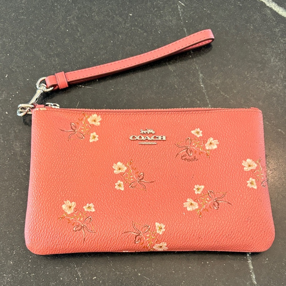 Coach Coral Floral Wristlet